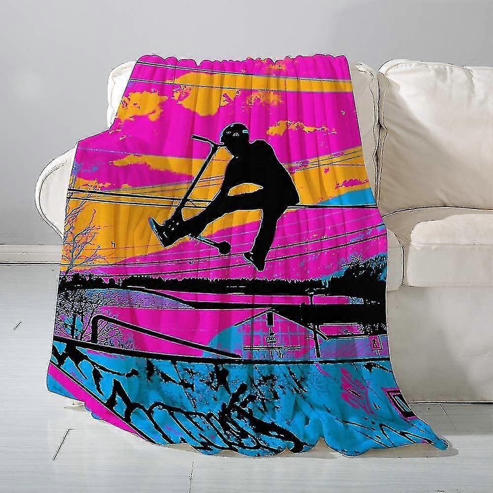 Blanket Flannel Blanket Sofa Throwlets Fly! - Stunt Scooter- Versatile Blanket Fluffy Soft Throw For Bed And Couch Throw/single,185x265cm