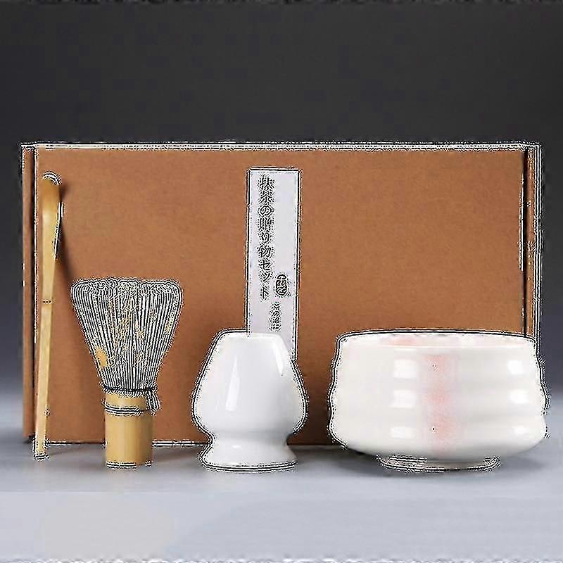 4pcs/set tradicional matcha presente set bambu cerâmica matcha tigela com whisk