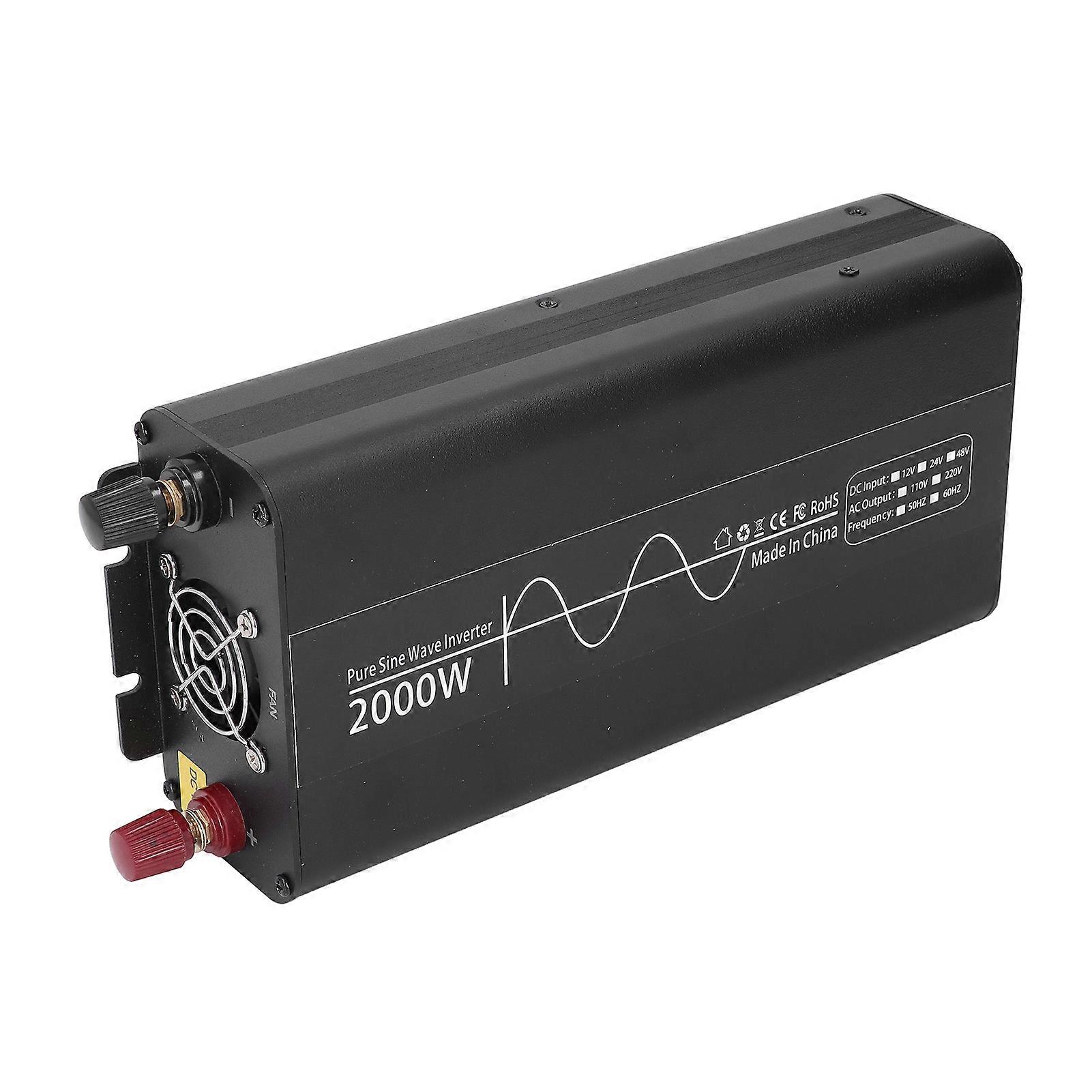Power Inverter 2000W DC12V to AC220V Sine Wave Power Converter with Universal Socket for Car RV Home Solar System 
