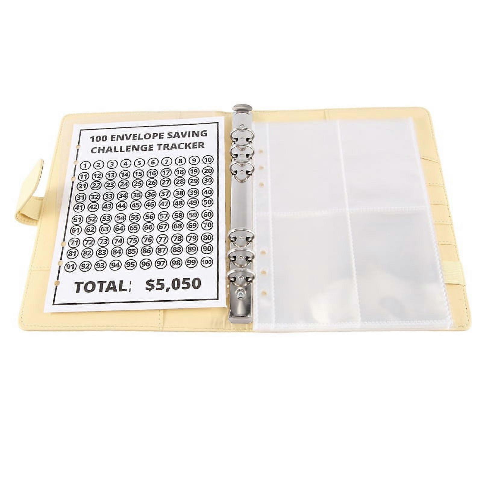 ckepdyeh 100 Envelope Challenge Binder, Savings Challenges Binder, Budget Binder, Easy and Fun Way to SaveMoney(Yellow)