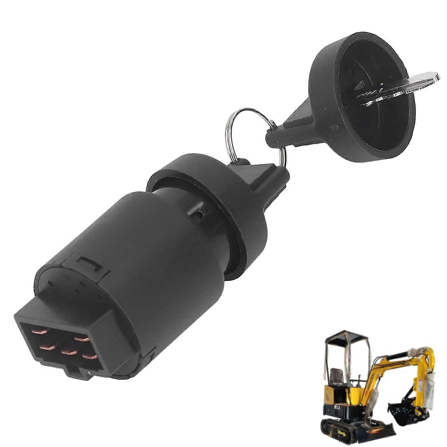 Excavator Starter Switch for Cape Generator 6500 6700 427 186F | Mini Excavator Parts Replacement for AGT | Heavy-Duty Ignition Key Switch (Black  1-P