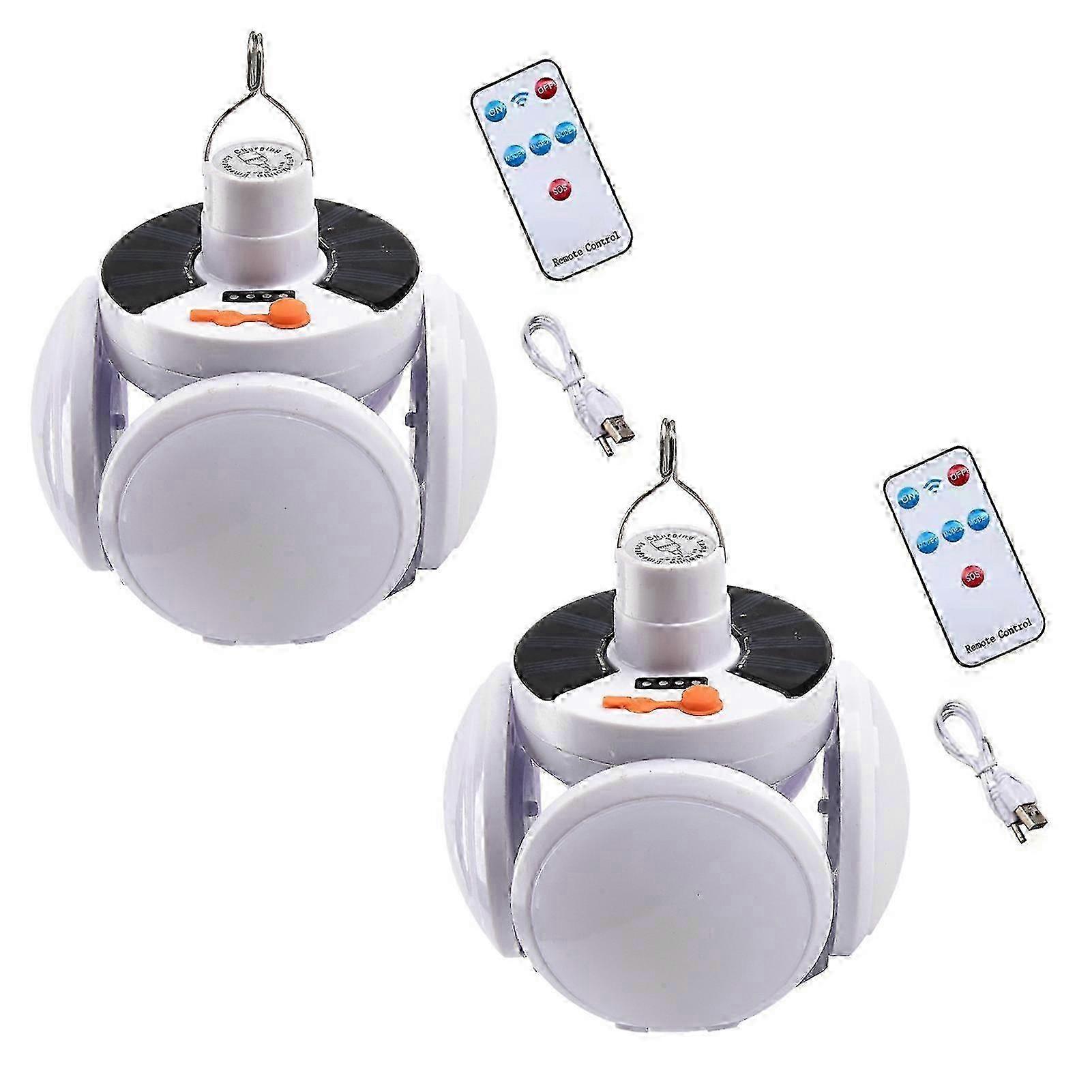 2 in 1 Folding Solar Lamp with Remote Control High Brightness Garage Folding Bulb for RV-adventures 2025