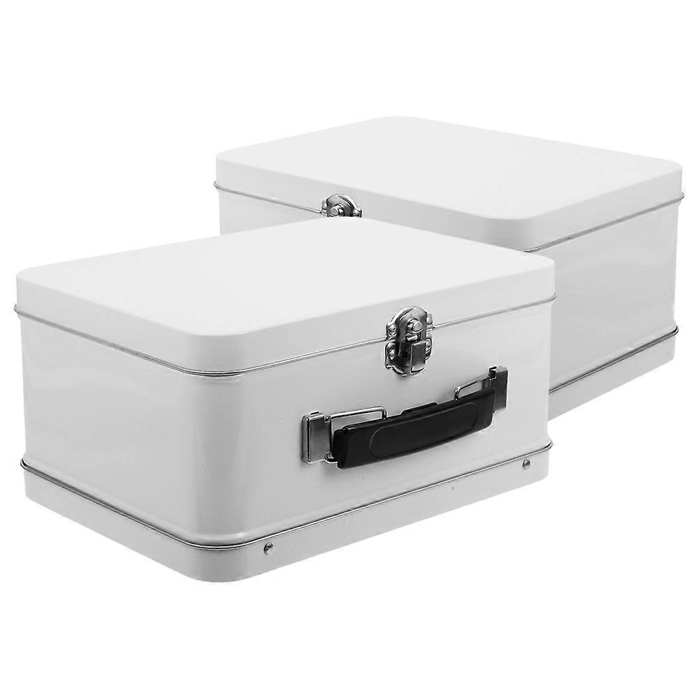 Decorative Tinplate Mini Vintage Suitcase for Storage 2Pcs