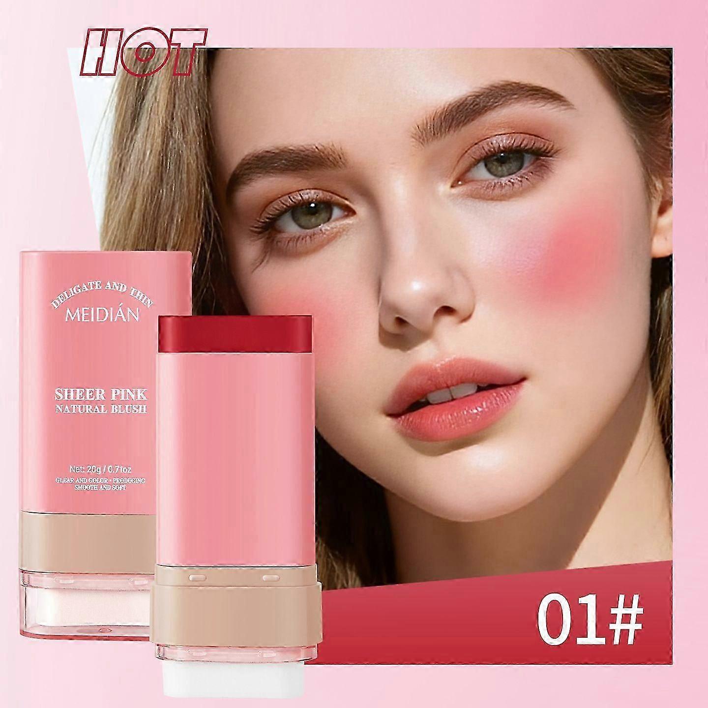 Blush Stick for Cheeks - Cream Makeup Blush Wand, Solid Moisturizer Stick for Cheeks Tint, Natural Blendable Waterproof Matte Long-Lasting Smooth Blus