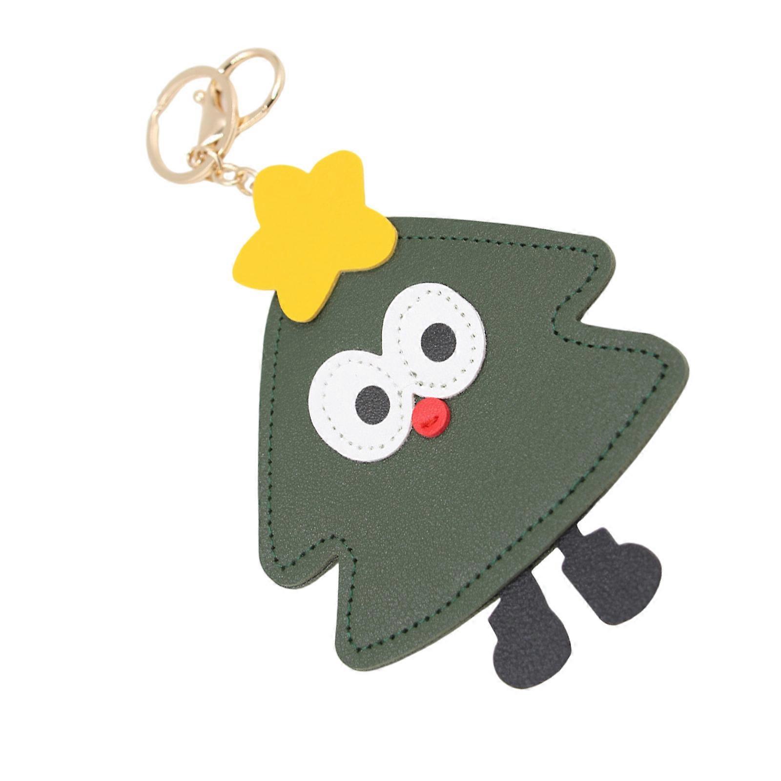 Happy Christmas Keychain Permanent Faux Leather Cord Highlighting Symbol Tree Charm For Celebratory Deck And Daily Rudiments Multicolor