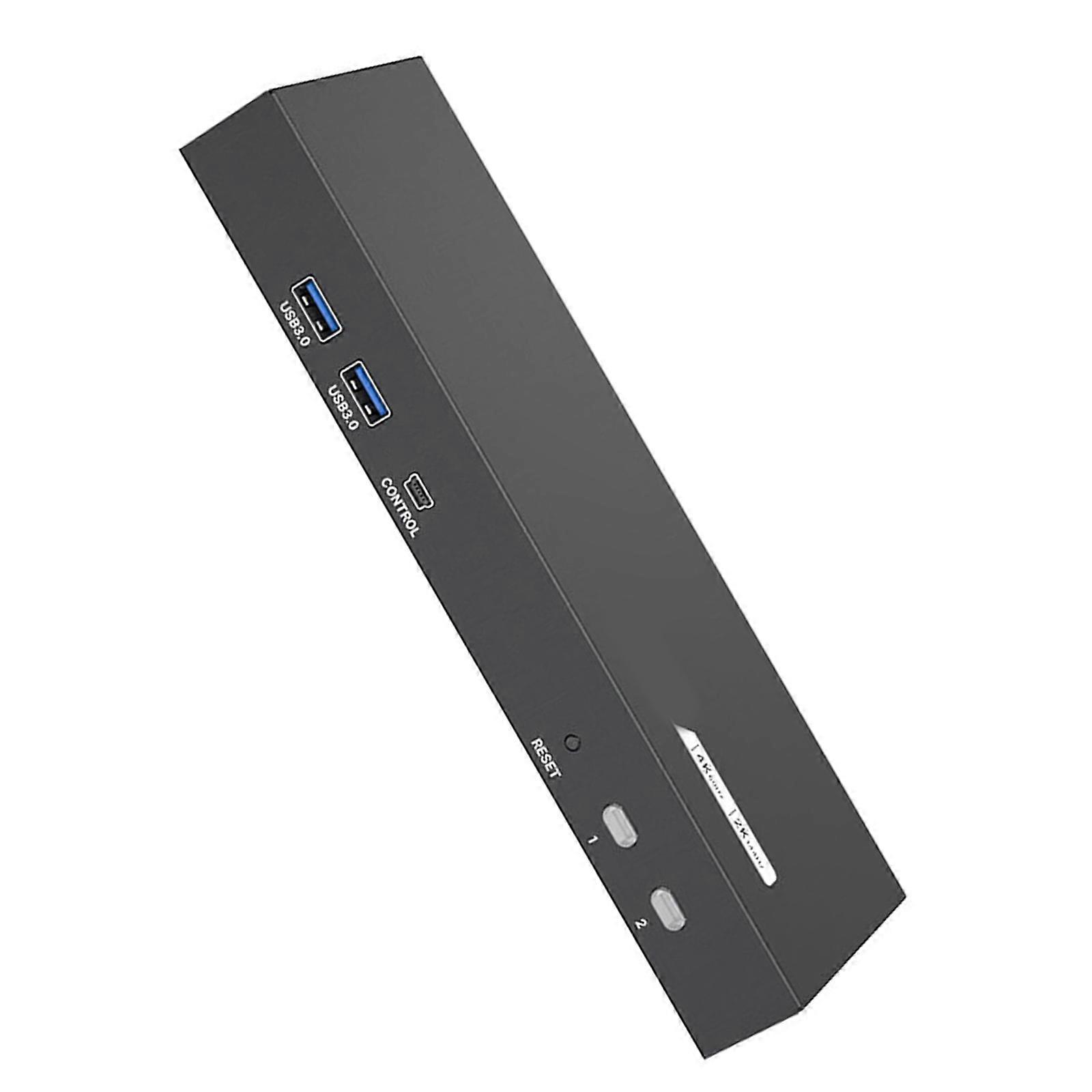 Metal Two Monitor KVM Switcher 2 Computers 4K 60Hz HDCP2.2 Support USB3.0 Sound Hotkeys Remote Controls Multicolor