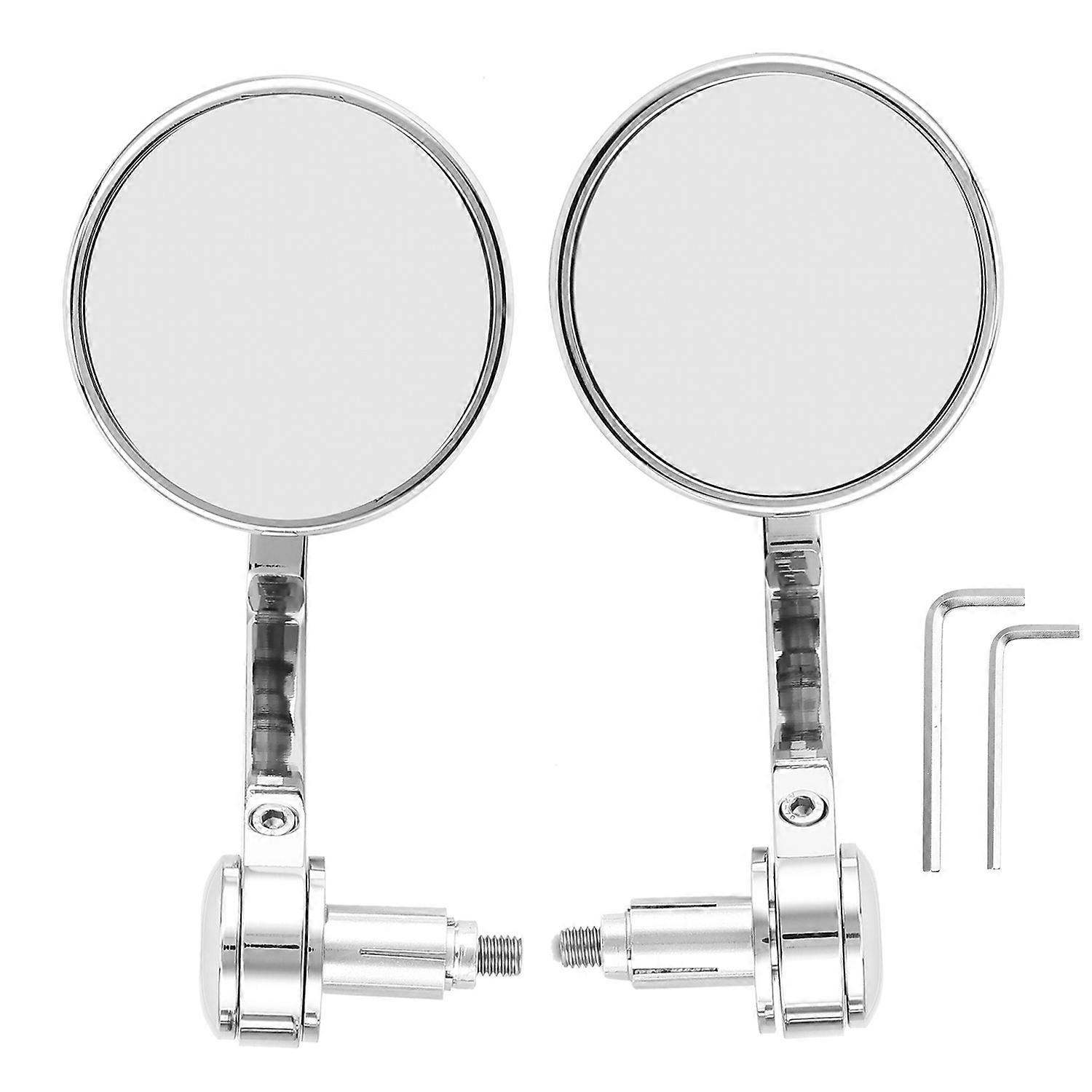 2pcs Motorcycle Handlebar Mirror Rearview Electroplating Universal Round Foldable