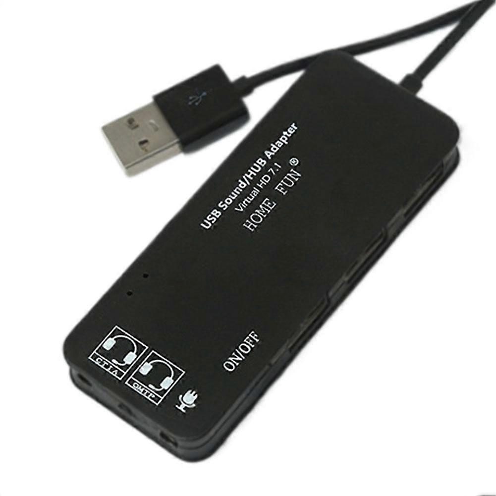 2-in-1 USB Sound Card and 3-Port Hub with 7.1 Virtual Surround Sound High-Fidelity Audio and Plug Play Universal Compatibility for PC Laptop