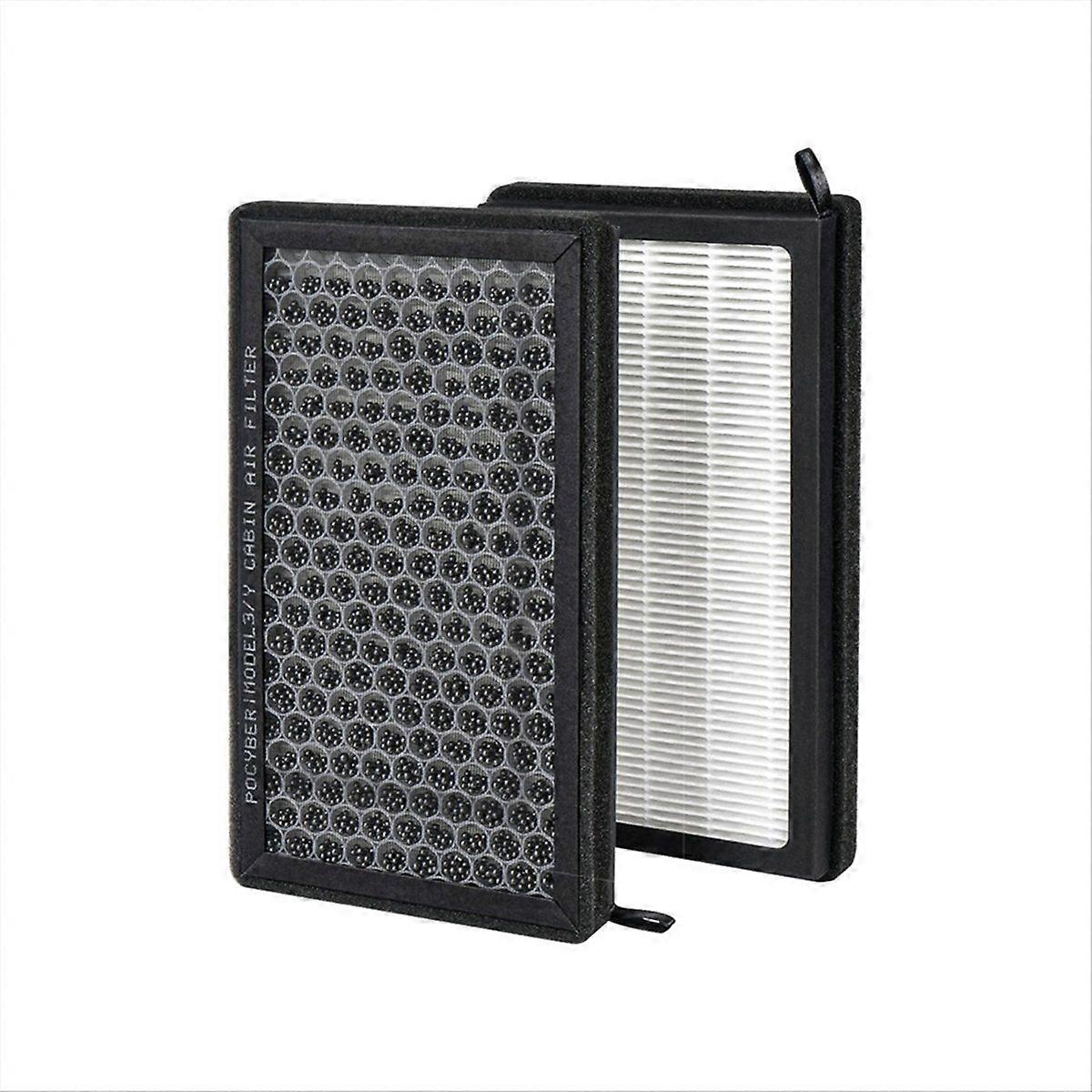 2Pcs Activated Carbon Double-Layer Air Conditioning Filter Replacement Kit for Model 3/Model Y 2016-2025