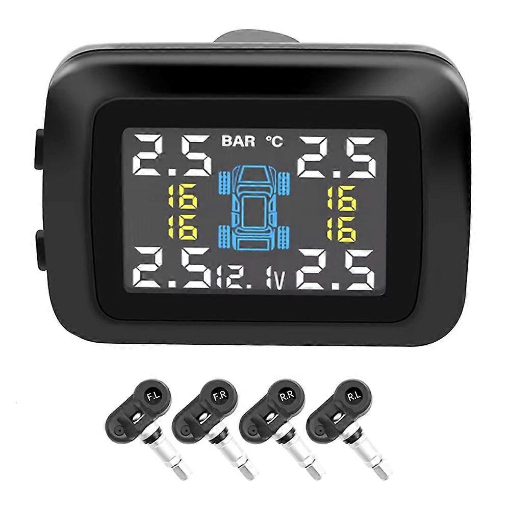 TY09 Car Tire Pressure Monitor TPMS Cigarette Lighter RealTime Monitoring Device with 4 Internal Sen