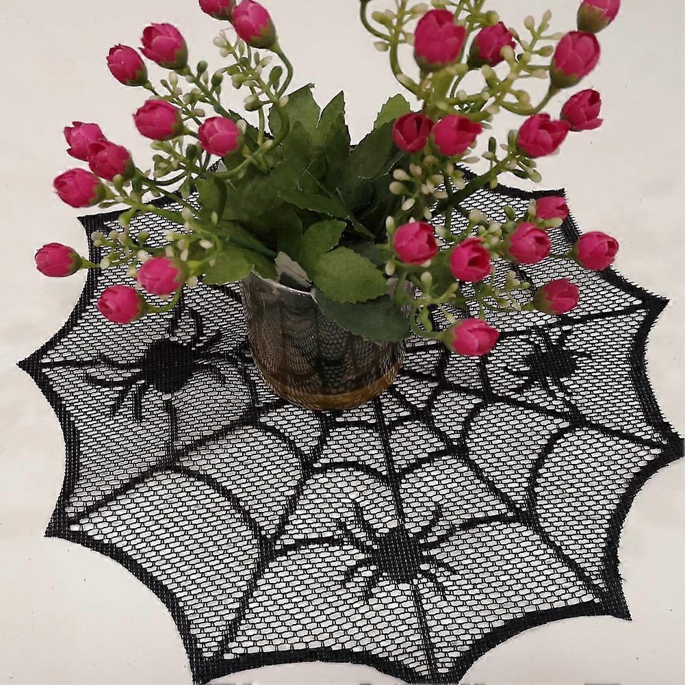 Honeeladyy Halloween Web Lace Table Mat Set of 4, 12'', Compatible with Kitchen Table Runner, Spooky Party Decorations