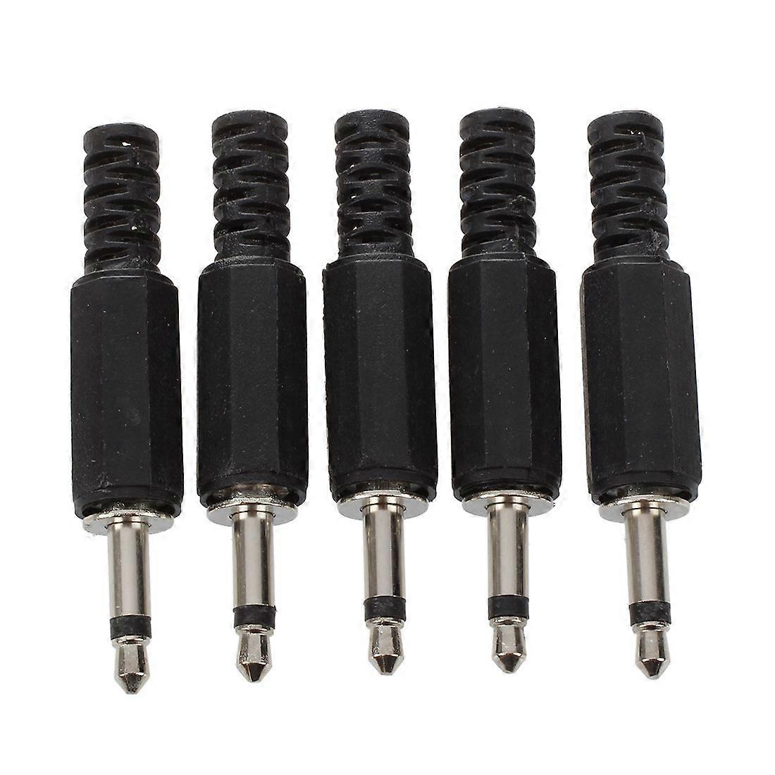 5 x černý plastový 3,5mm mono jack audio adaptér (samec)