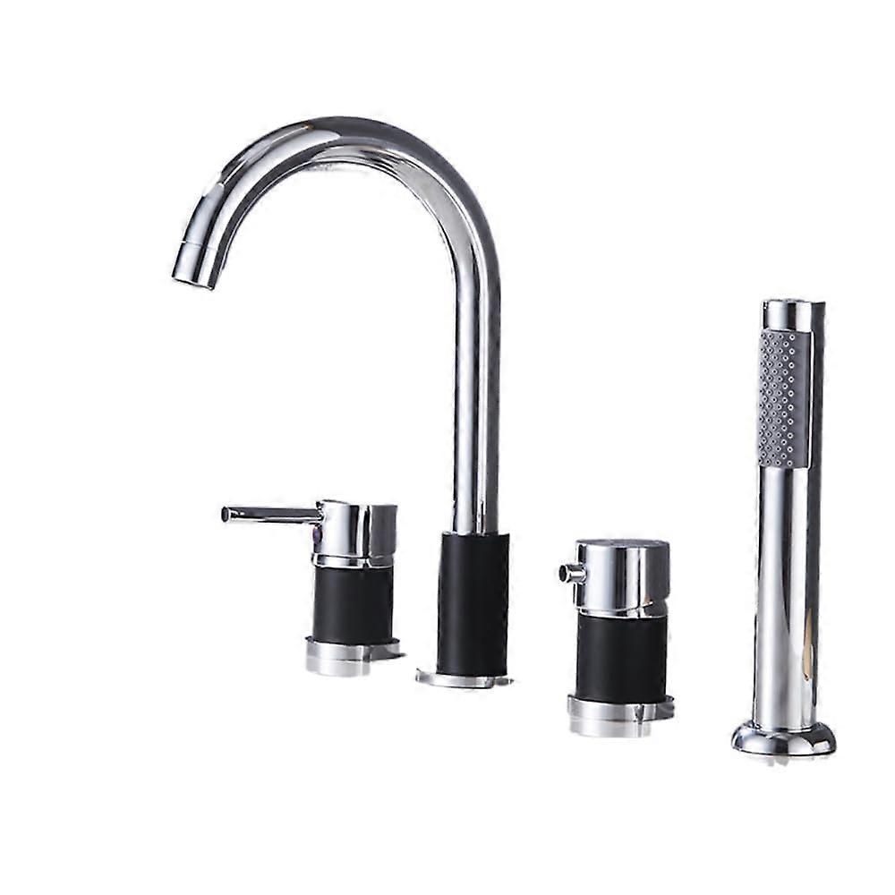 Nordic Style Brass Basin Faucet with Dual Handle Temperature Control for Bathroom Sink Gold