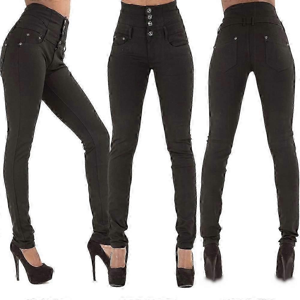 2024 Nowe modne damskie obcisłe dżinsy z wysokim stanem w jednolitym kolorze, dopasowane spodnie jeansowe