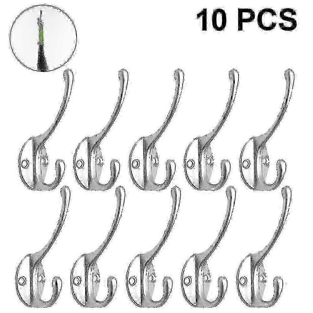 10 Pack Rustic Coat Hooks Wall Mounted Heavy Duty Double Hooks Retro w