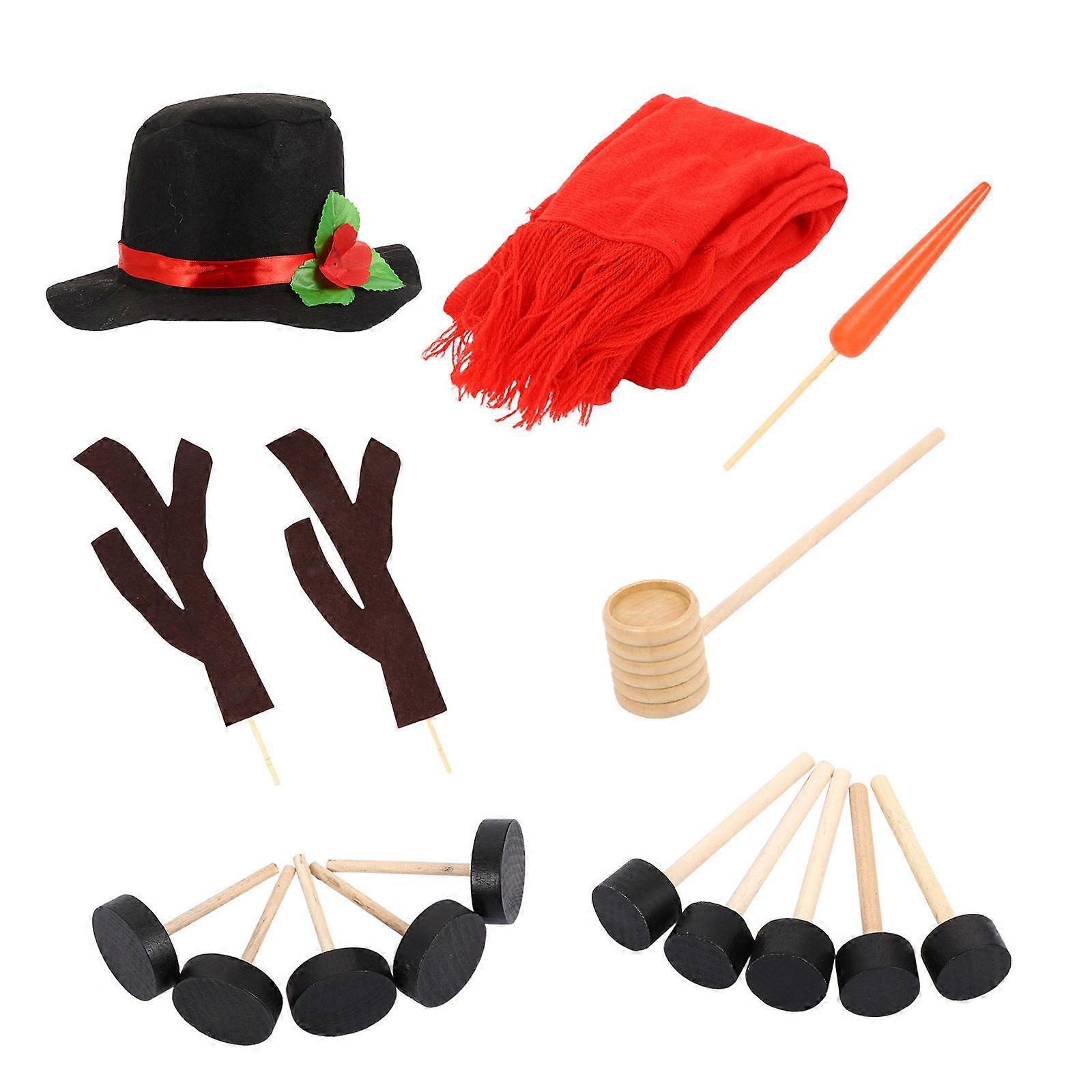 1 Set 16pcs Snowman Decorating Kit with Scarf Hat for Building Snowman