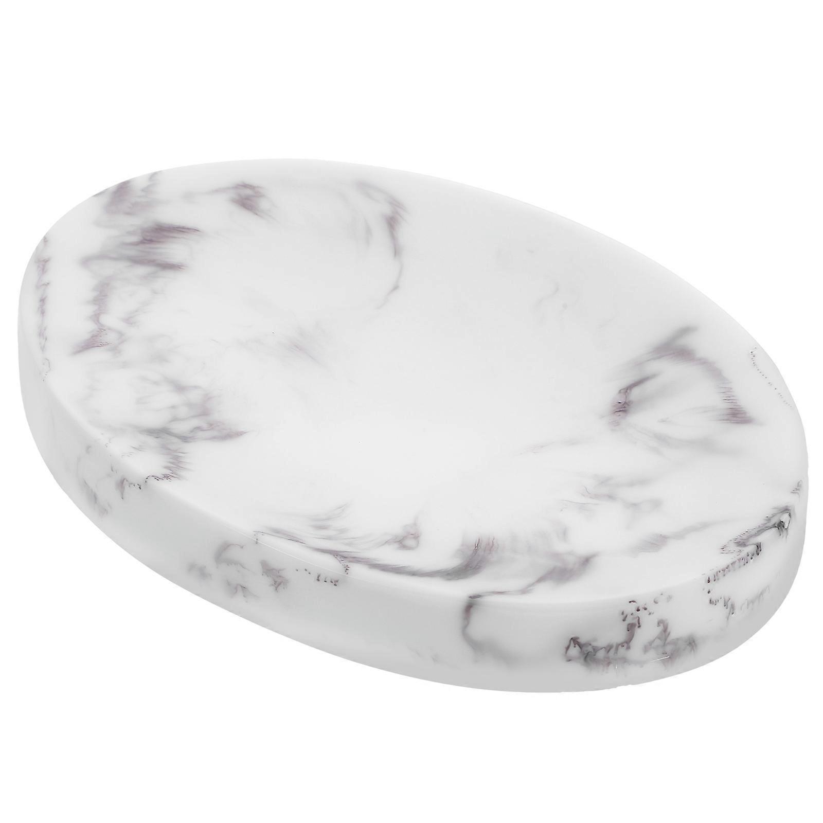 White Resin Soap Dish with Marble Pattern for Storage Compact and Lightweight Design 6.5 x 4.5 x 1.5 Inches