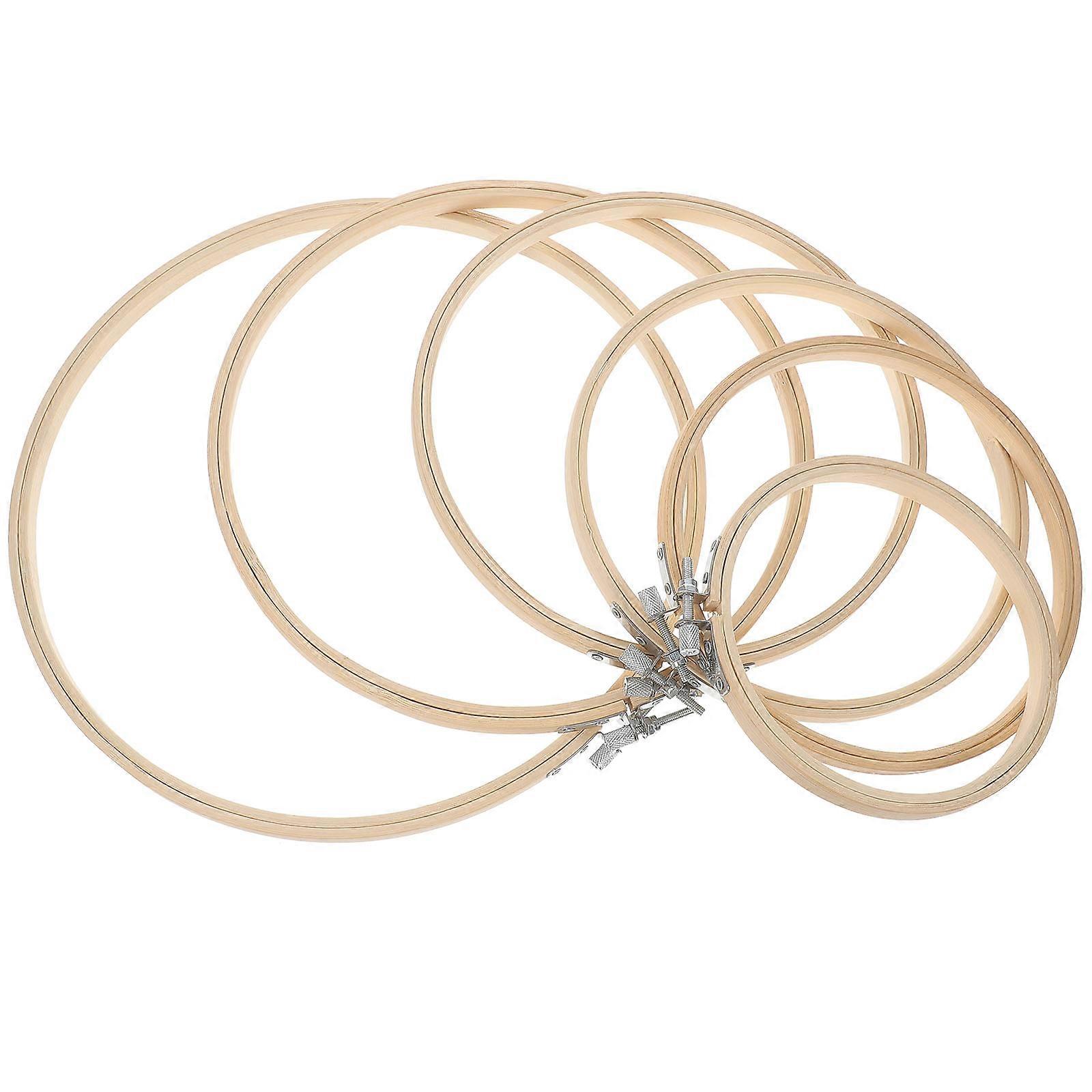 6Pcs Embroidery Hoops Bamboo Sewing Frames Cross Stitch Rings Craft Tools