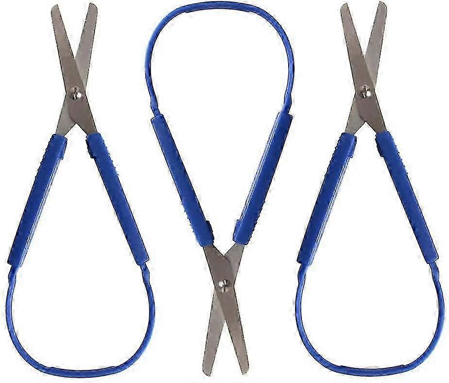 Loop Scissors 3-Pack for Teens and Adults, Adaptive Design, Ambidextrous, Easy-Open Spring-Loaded Grip