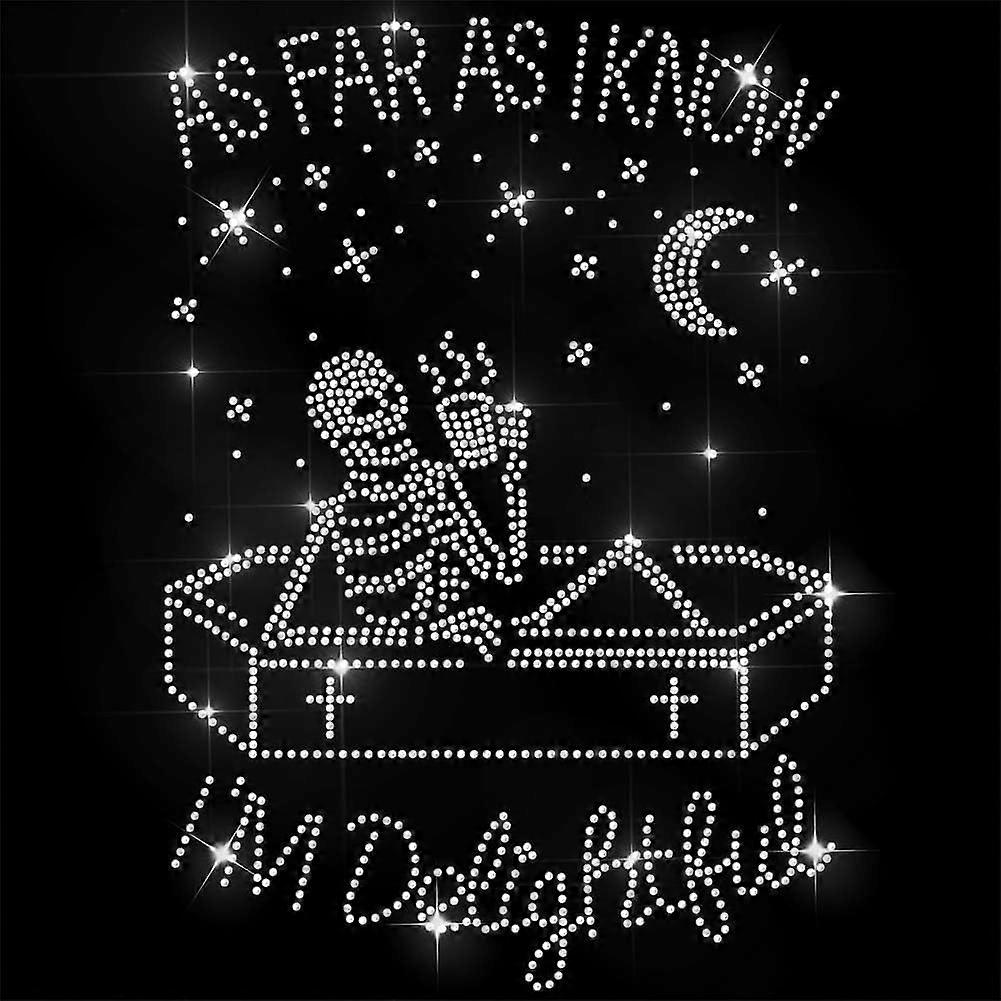 White Rhinestone Iron on Transfer Coffin Bling Diamond Hotfix Patches for Clothes 11.6"x8.2" Large Iron On Sequin Applique for Jeans Jacket Caps Bag T