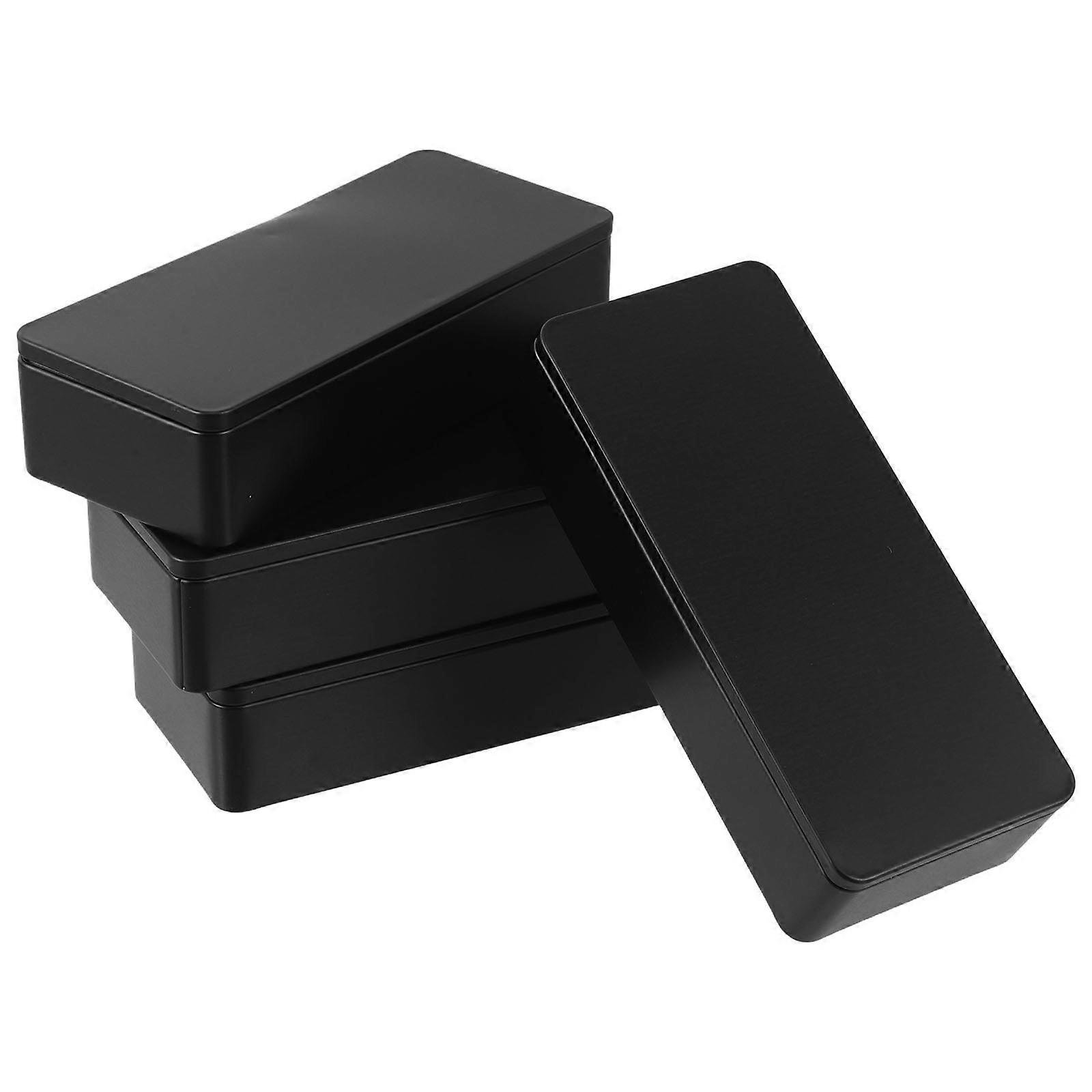 Tea Leaf Holder Rectangular Tinplate Storage Box for Storage 4Pcs Black