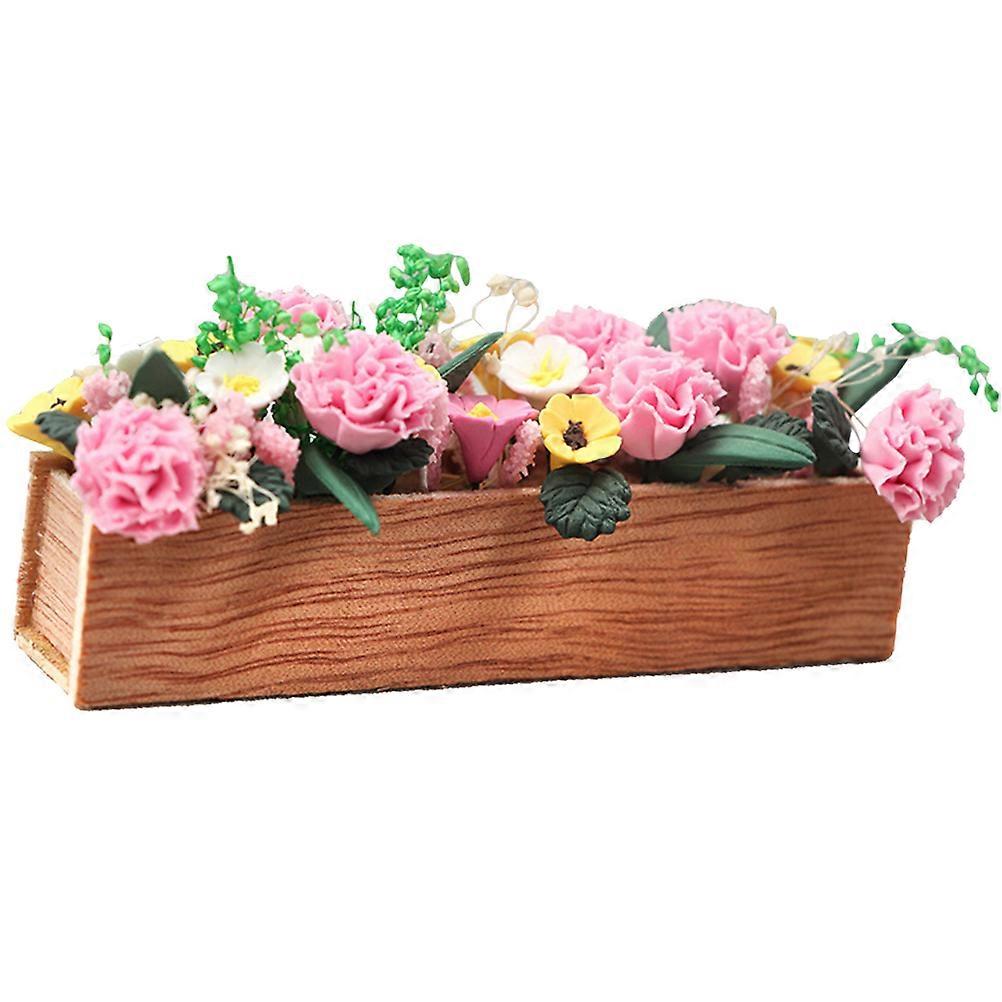 Decorative Mini Flower Bed for Mini House Ornament 5Pcs Coffee