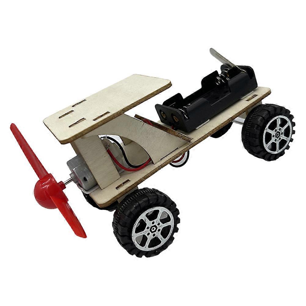 Wooden Wind Powered Car Model DIY Science Experiment Toy 1Set Assemble