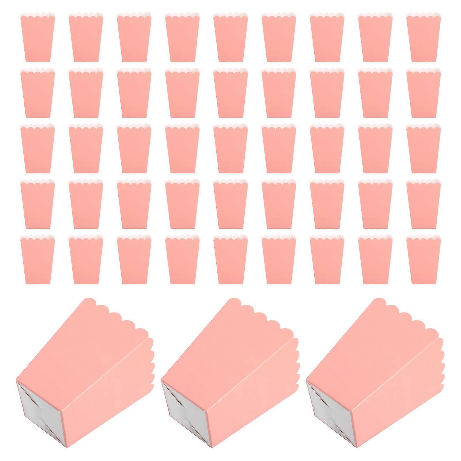 Party Popcorn Boxes for Holding Popcorn 48Pcs Pink Foldable Paper Snack Containers