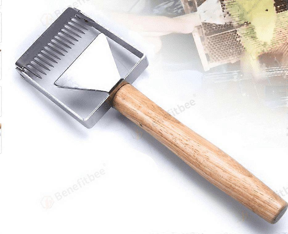 ZPSHYD Honey Uncapping Scraper with Handle, Honeycomb Honey Stainless Steel Scraper Beekeeping Tine Uncapping Fork Hive Wooden Handle