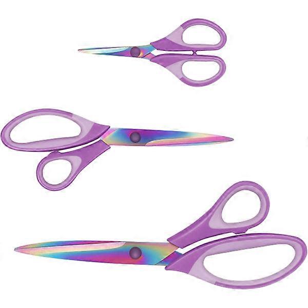 3 Pairs Purple Multifunctional Titanium Scissors Set with Soft DXGHC