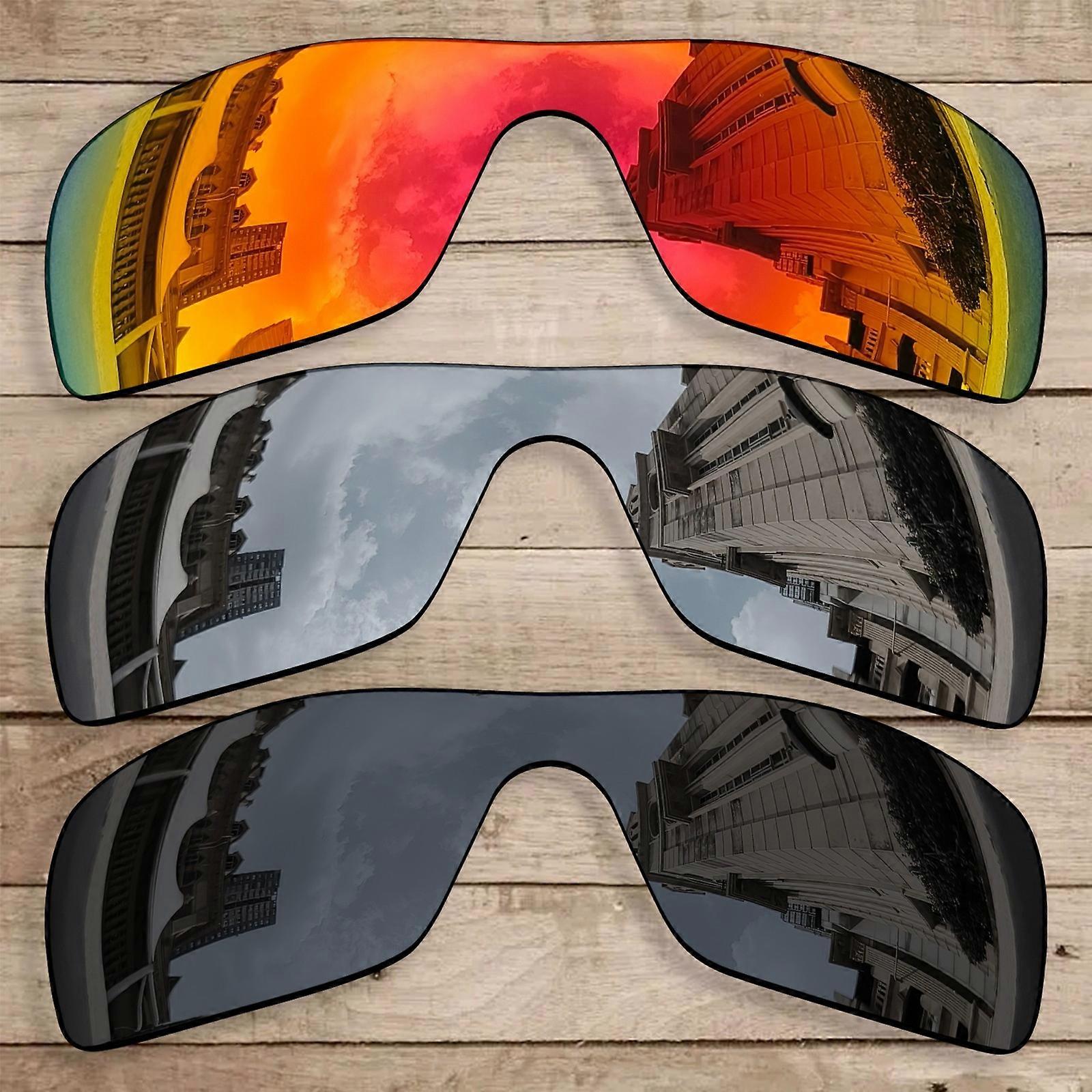 hdhut POLARIZED Replacement Lenses for-Oakley Batwolf Fire Red / Silver / Black