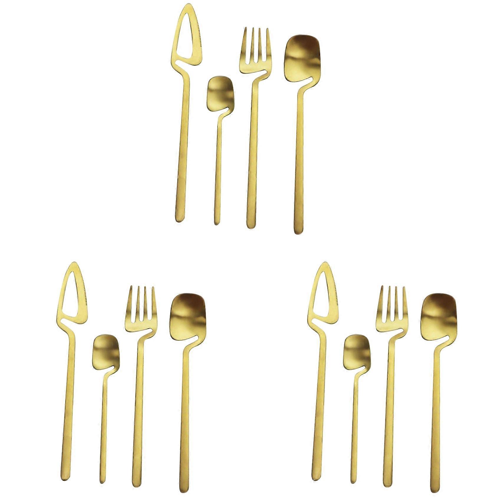 Matte Cutlery Set,Stainless Steel Dinner Tableware,Flatware Set,Knife Fork Spoon Dinnerware Set Party Set(Gold,12 PCS)