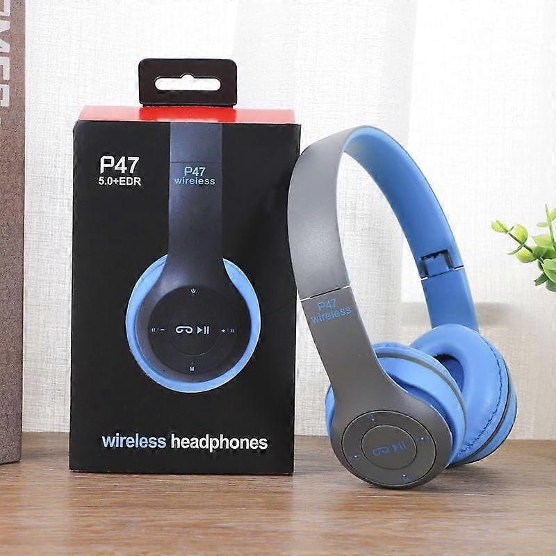 P47 Wireless Bluetooth Headphones  Active Noise Cancelling, Android iOS Compatible, Blue