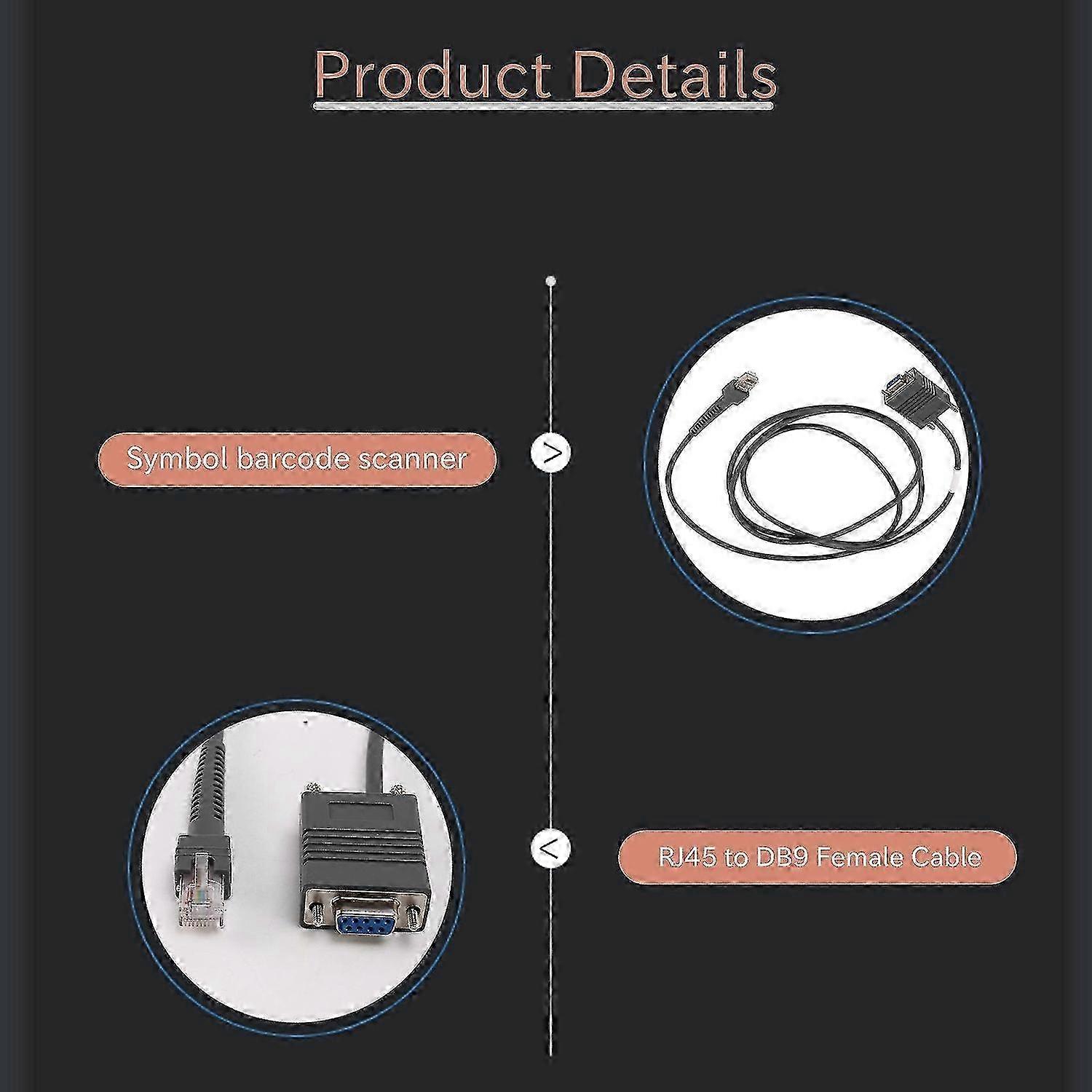 Serial Cable CBA-R01-S07PAR Barcode Scanner LS2208 6.5Feet