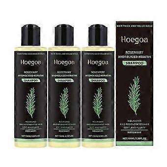 3pcs Rosemary Shampoo For Hair Thickness - Volumizing Strengthening Formula With Hydrolyzed Keratin, Reduces Breakage For Fuller Hair