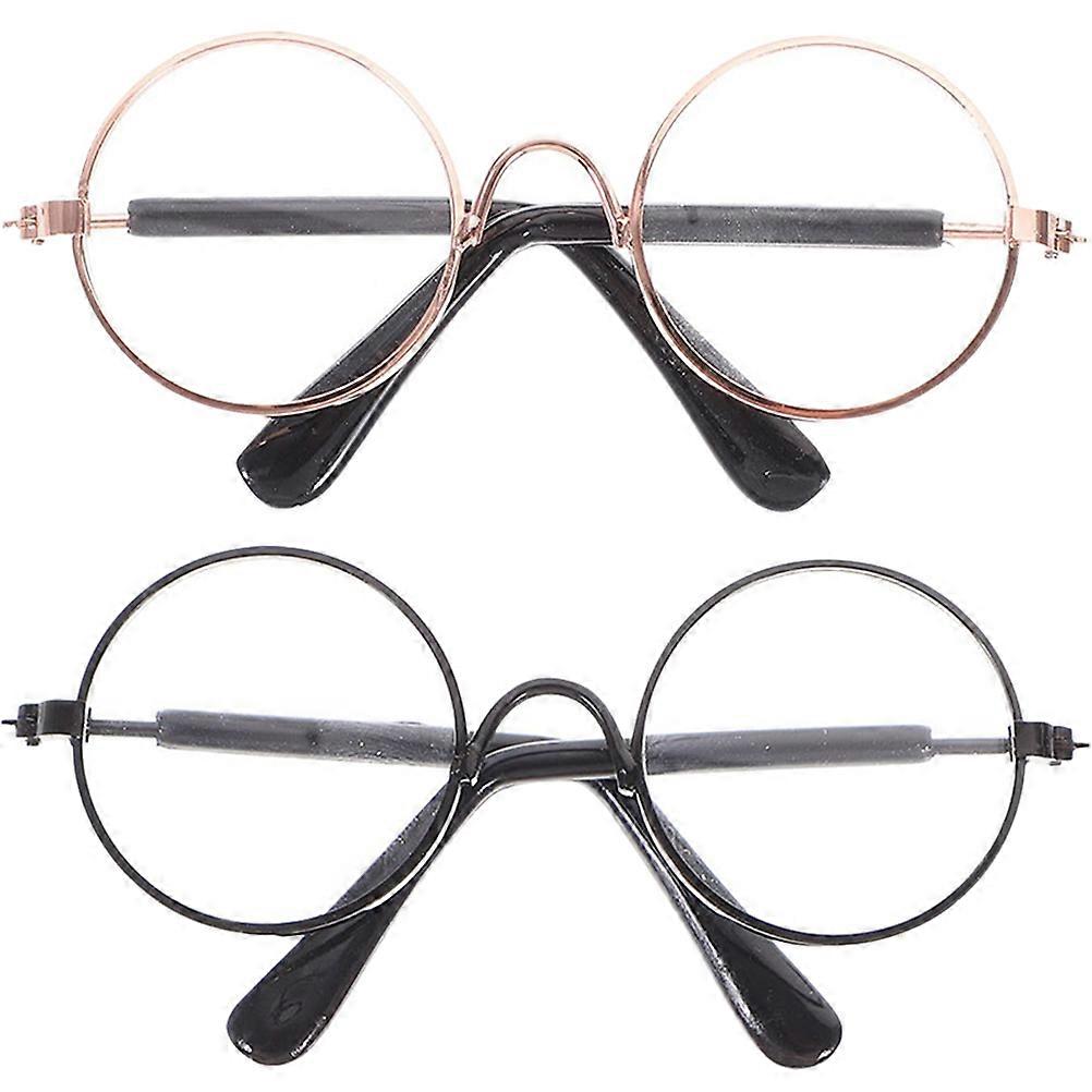 Doll Glasses Imitation Eyeglass Props for Decor 2Pcs Plastic Material