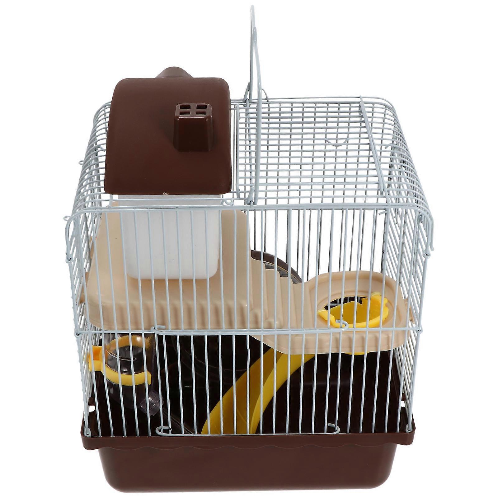 Hamster Cage for Pet Use Double Layer Small Castle Coffee Plastic