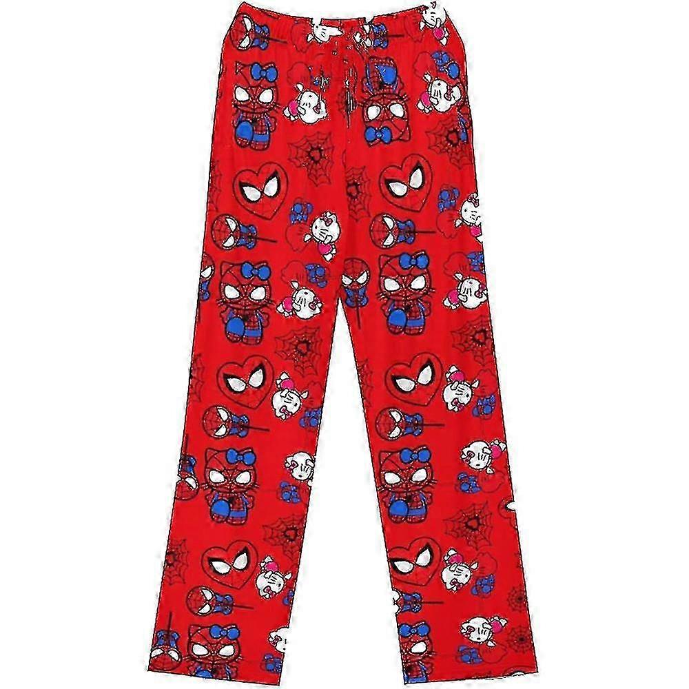 26-27 Women Girls Cartoon Pajamas Pants Nightwear Cute Kitty Cat Spiderman Printed Sleepwear Loungewear Pants
