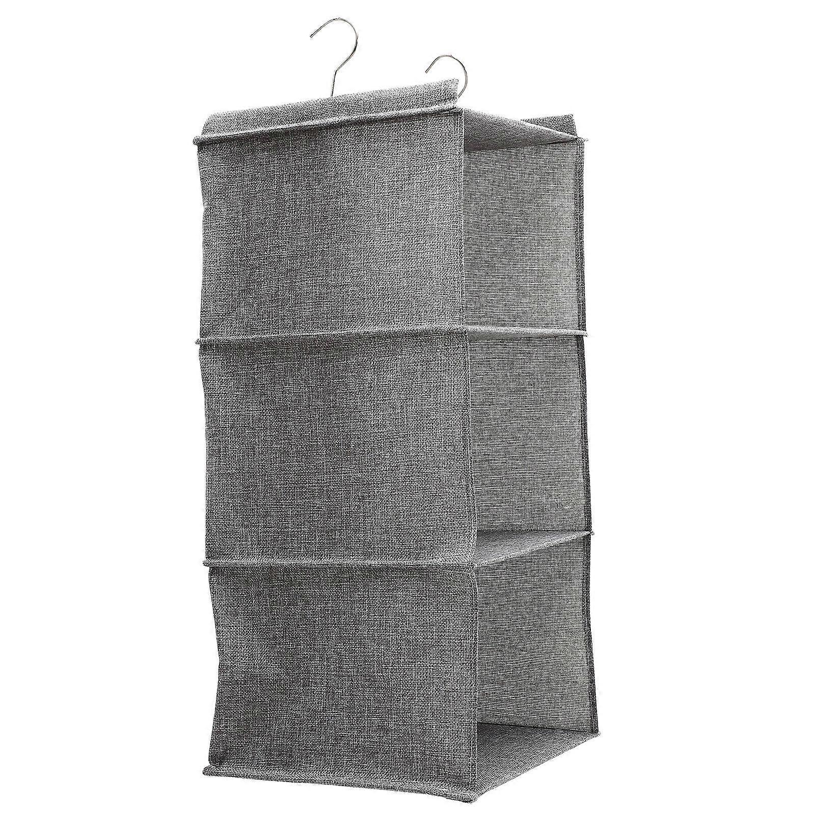 3Pcs Household Wardrobe Organizer Grey Foldable Design For Closet Storage With Multi-layer Functionality