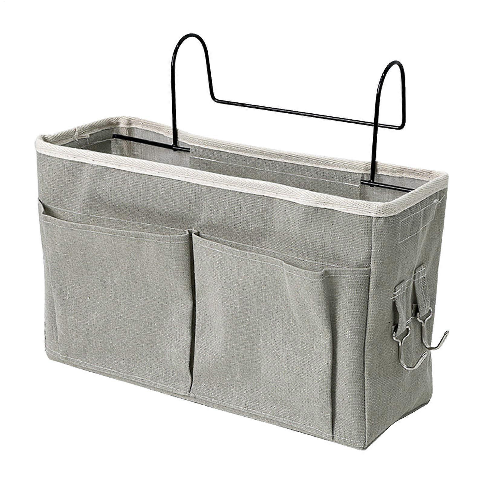 Bedside Organizer with Quick Access Compartments for Baby Nursery Storage Bottles Diapers Light Grey