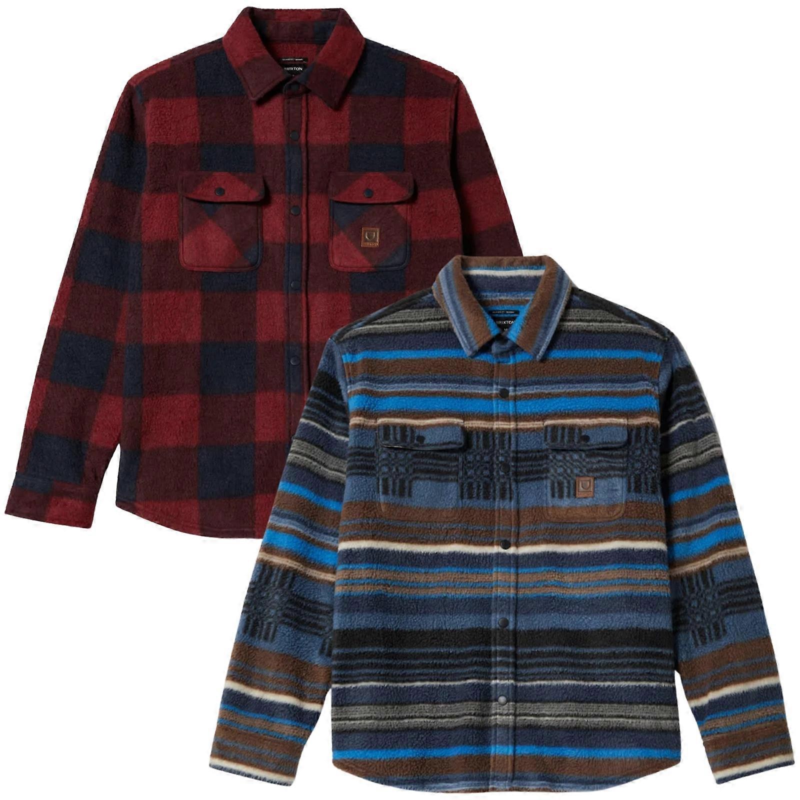 Brixton Mens Bowery Arctic Stretch Button Up Fleece