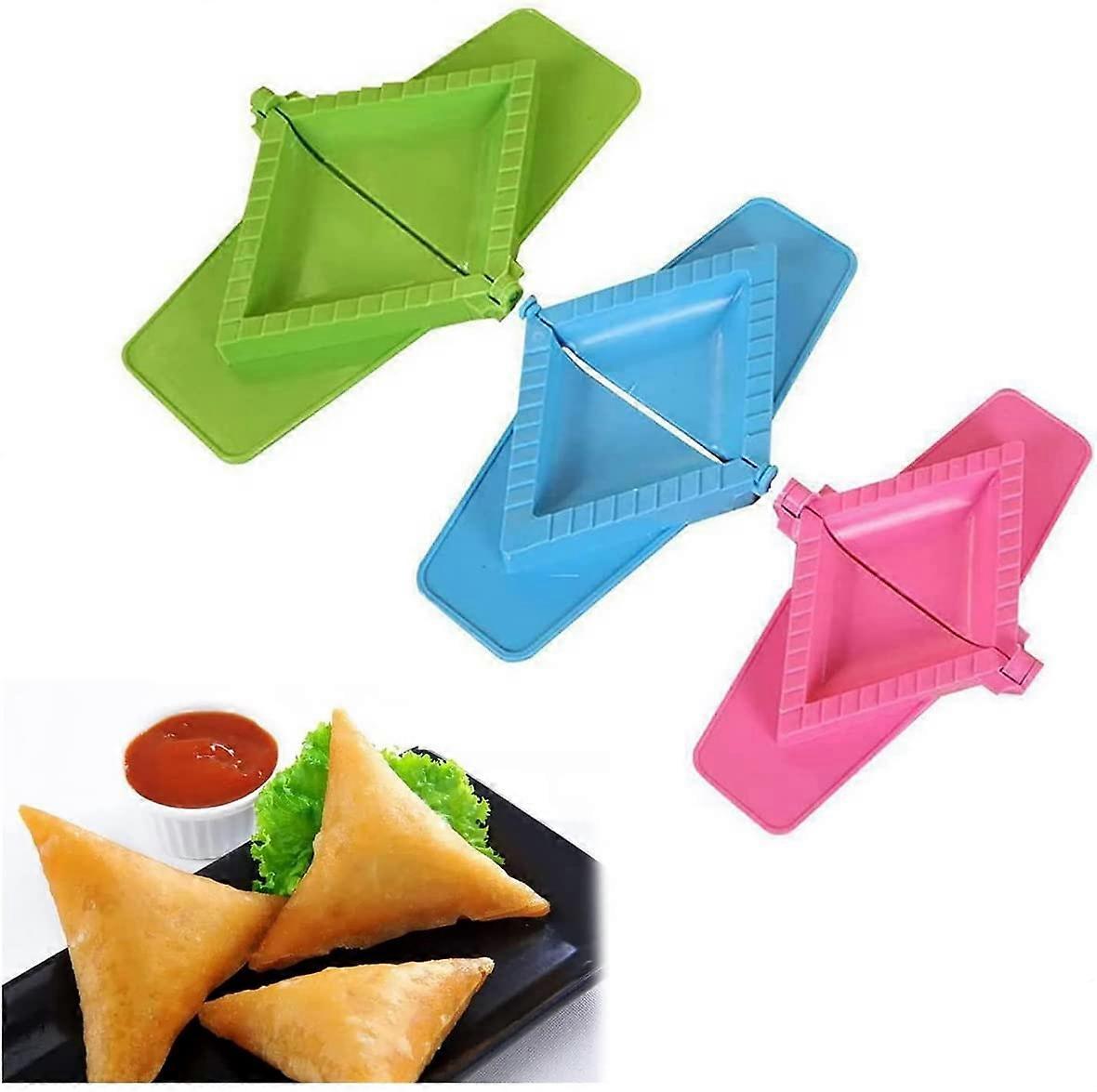 Dumpling Maker Set 3pcs with Triangle Hinged Press for Samosa Ravioli Pierogi, Easy Clean Design