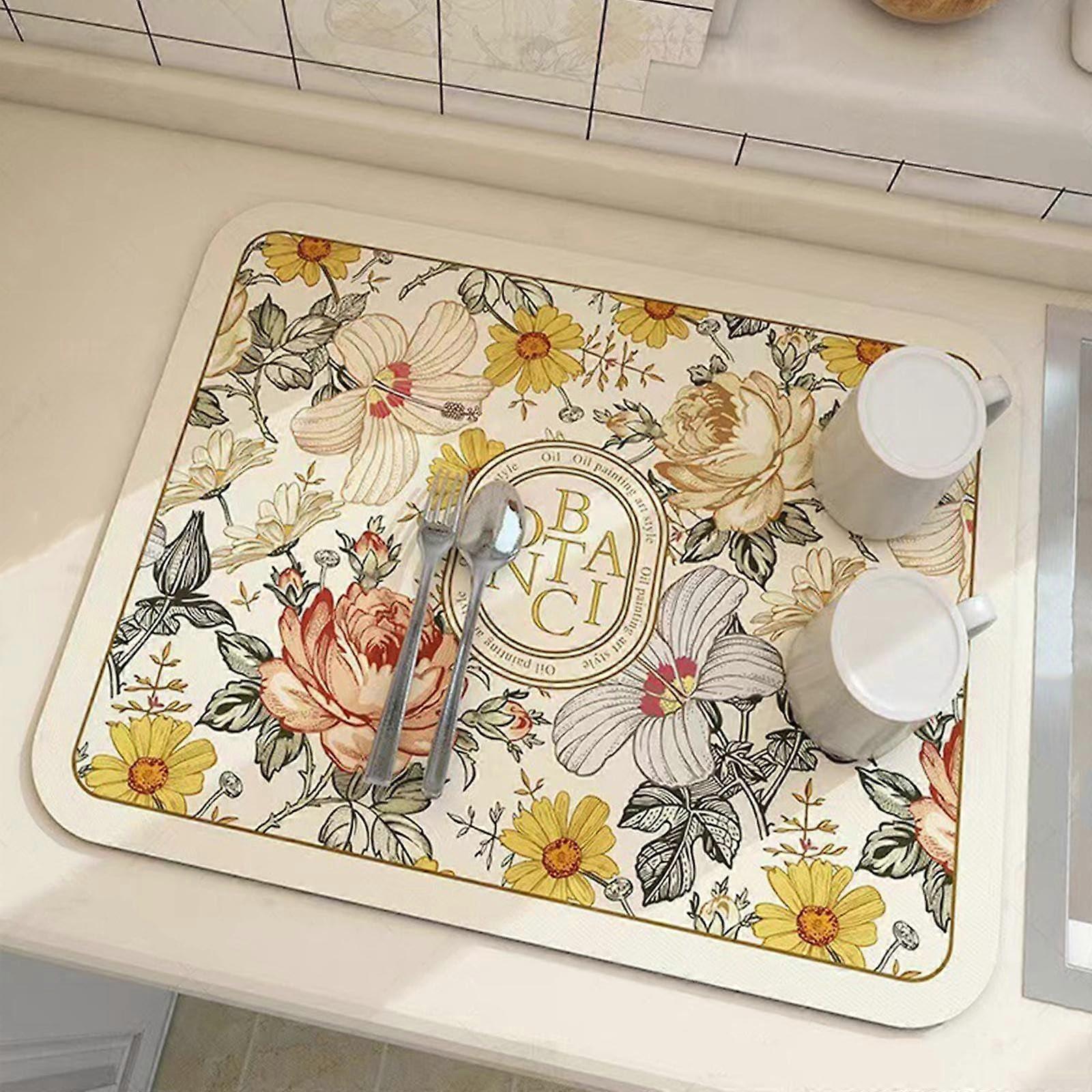 Super Absorbent Microfiber Dish Drying Mat with NonSlip Rubber Backing for Kitchen Countertops Ref: 5195