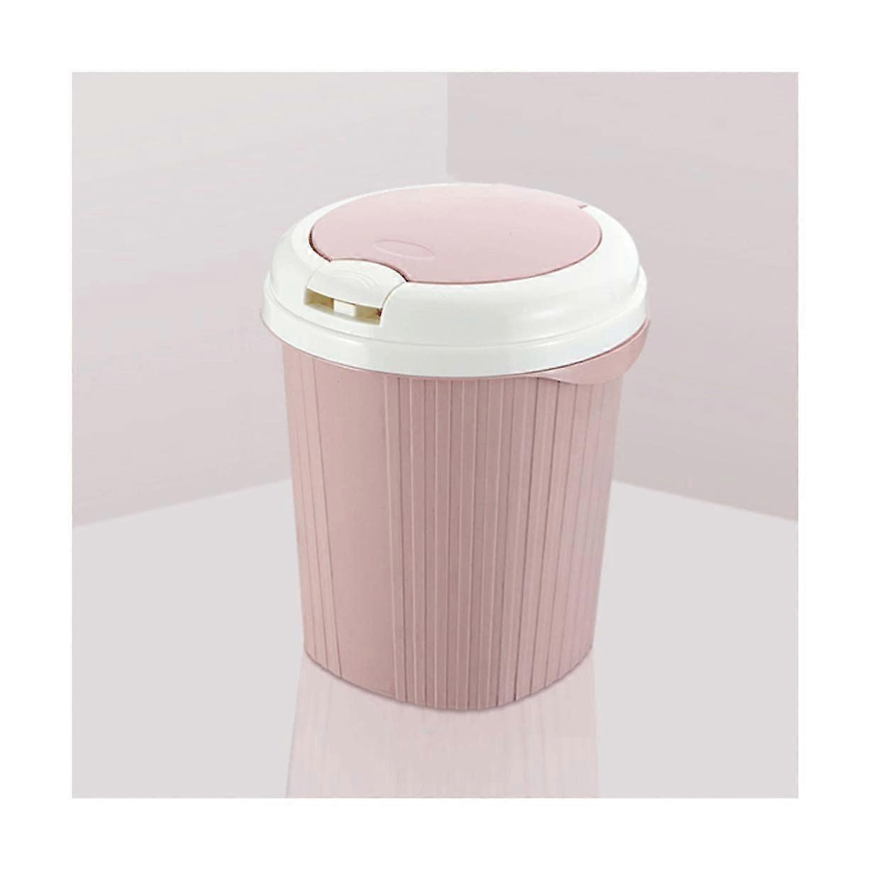 Pink Plastic Bathroom Trash Can with PopUp Lid,  Capacity Waste Bin, OneTouch Open