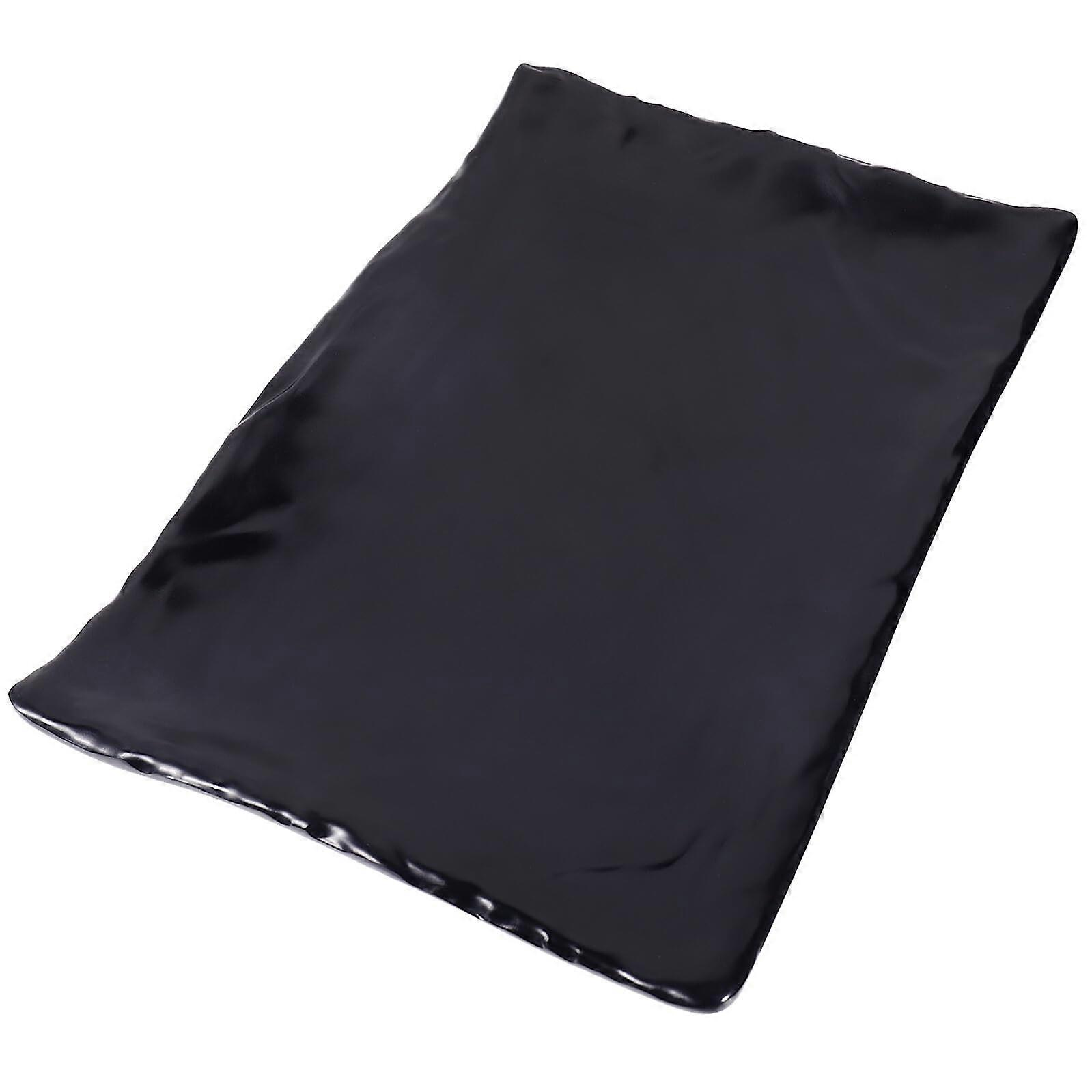 Sushi Plate Black Rectangular Japanese Style Reusable Tray Smooth Surface Easy Clean for Home or Restaurant