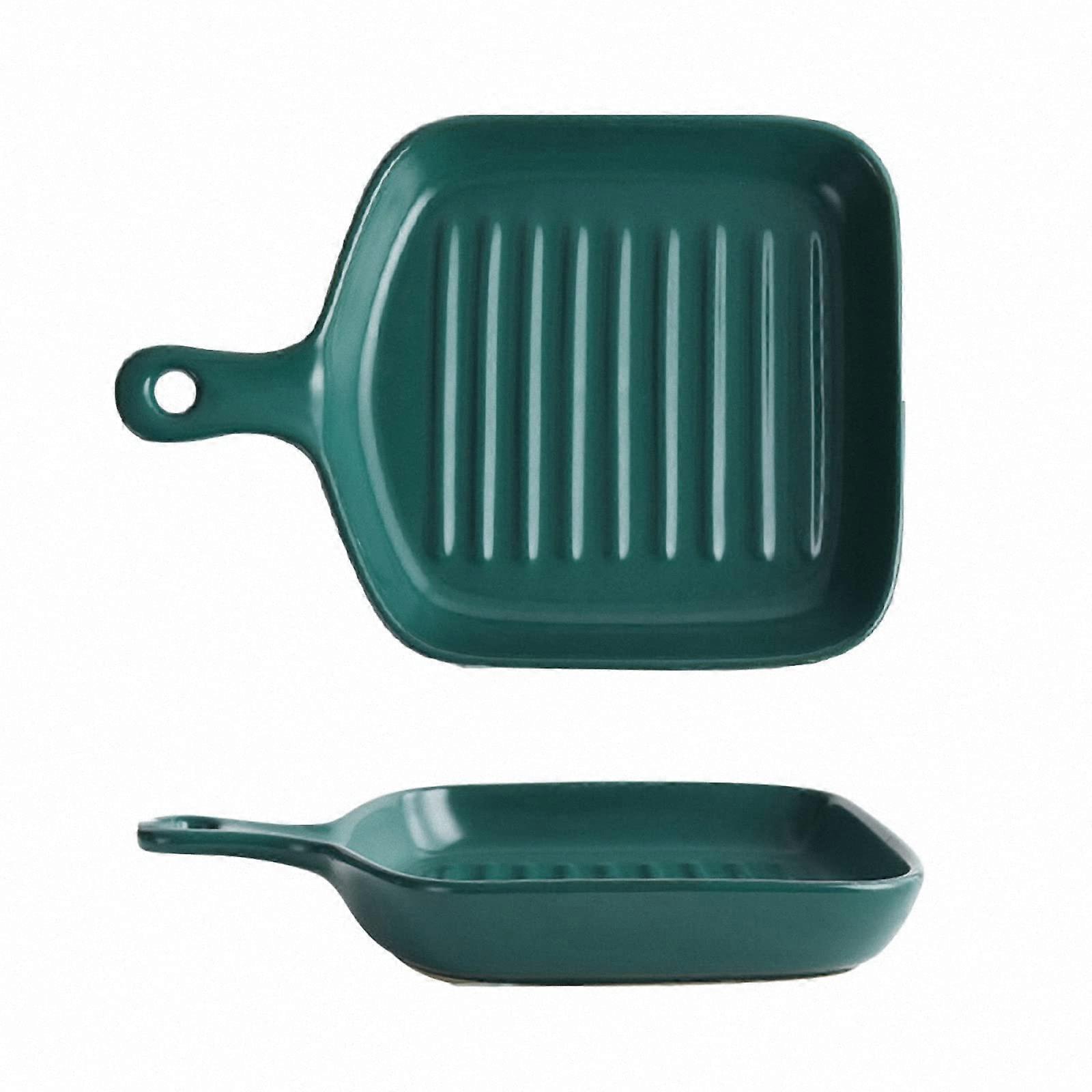 Ceramic Bakeware with Handle, 2Piece Dinner Plates Set for Steak and Salad, Oven Microwave Safe