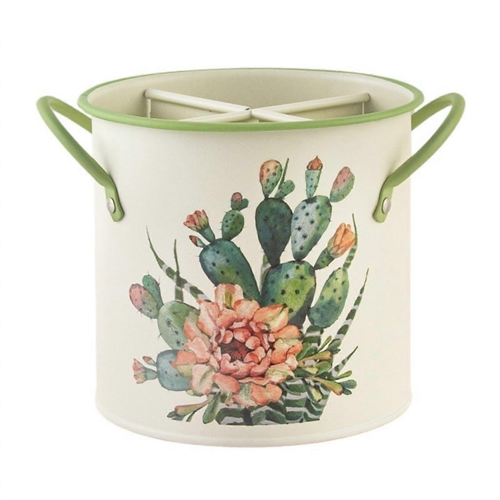 Kitchen Utensil Holder with 4 Compartments, Large RustResistant Organizer with Handles and Drainage