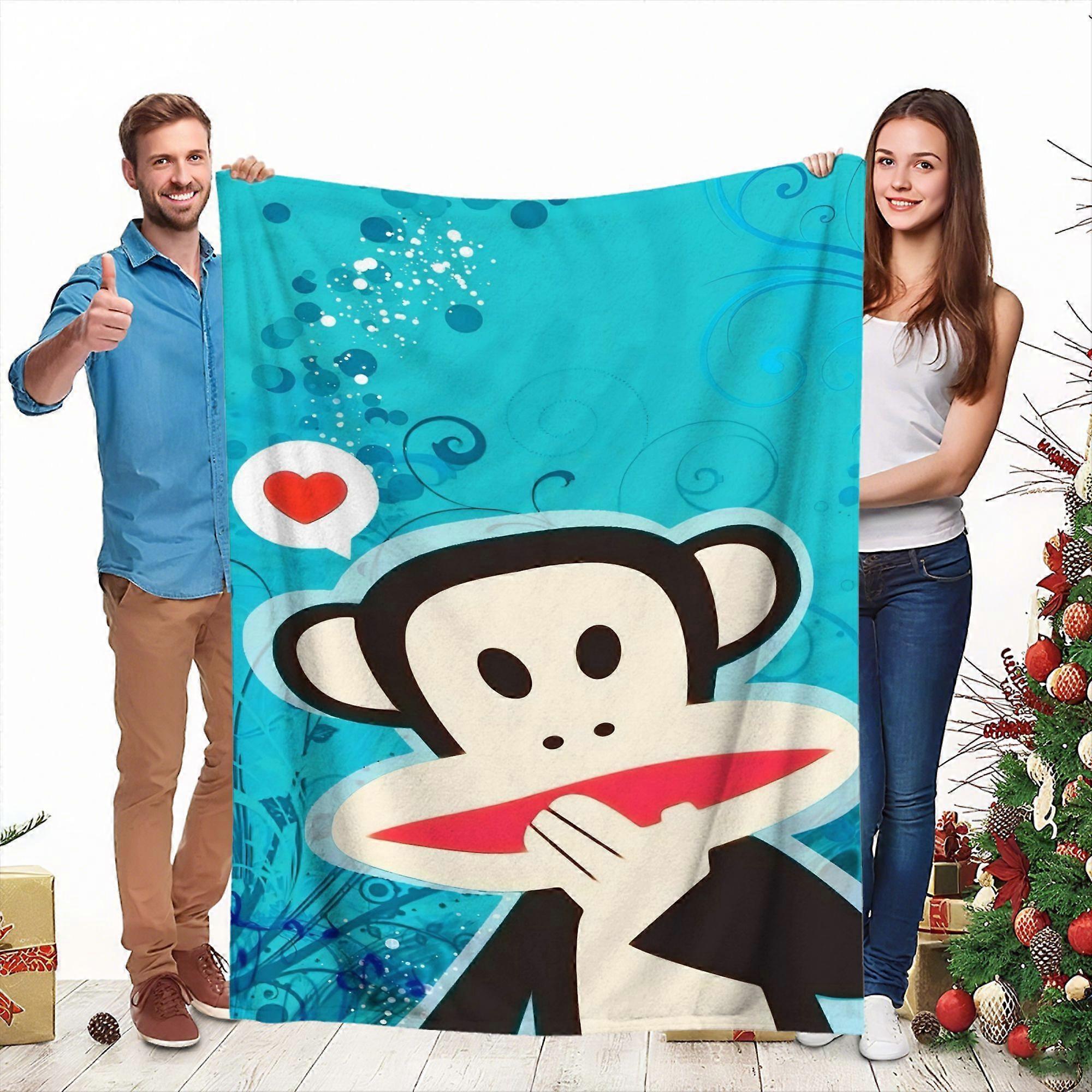 Monkey Design Anime Blanket  Soft Warm Flannel Bedspread Suitable for Couch Bed
