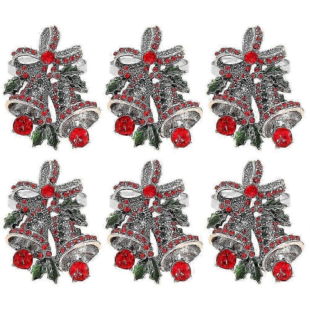 Christmas table decoration napkin clips with clock pattern, 6-pack