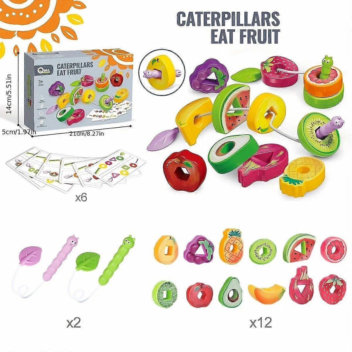 Kids Fruits Vegetables String Toys Greedy Eating Bugs String Intelligence Shape Training Interactive Fun Early Educational Toy